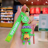 3D PVC Figure Keychain - Teenage Mutant Ninja Turtles - Donatello With Staff, Purple Mask, Green Body
