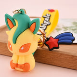 3D PVC Figure Keychain - Pokémon - Leafeon Sitting With A Shooting Star Charm