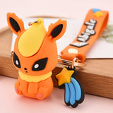 3D PVC Figure Keychain - Pokémon - Flareon Sitting With A Shooting Star Charm