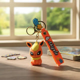 3D PVC Figure Keychain - Pokémon - Flareon Sitting With A Shooting Star Charm