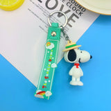 3D PVC Figure Keychain - Peanuts - Snoopy Wearing A Straw Hat And Red Scarf