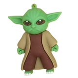 3D PVC Figure Keychain - Star Wars - Grogu In Brown Robes, Green Strap