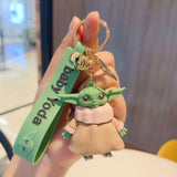 3D PVC Figure Keychain - Star Wars - Grogu In His Robes With "baby Yoda" Text