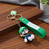 3D PVC Figure Keychain - Super Mario - Luigi With A Green Mushroom Charm