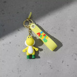 3D PVC Figure Keychain - Super Mario - Yellow Yoshi Figure With Green Shoes