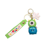 3D PVC Figure Keychain - Monsters Inc - Mike Wazowski And Sulley Tsum Tsum With Green Strap