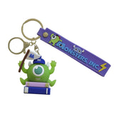 3D PVC Figure Keychain - Monsters, Inc. - Mike Wazowski On Books With Purple Strap