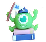 3D PVC Figure Keychain - Monsters, Inc. - Mike Wazowski On Books With Purple Strap