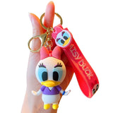 3D PVC Figure Keychain - Disney - Daisy Duck In Purple Top With Red Strap