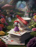 3D PVC Figure Keychain - Alicia En El País De Las Maravillas - Queen Of Hearts Holding Scepter