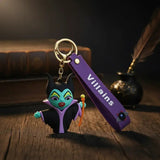 3D PVC Figure Keychain - Brujas Y Villanas - Chibi Maleficent Holding Staff