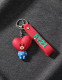 3D PVC Figure Keychain - Bt21 - Tata In Blue Pajamas
