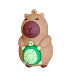 3D PVC Figure Keychain - Capybara - Holding Turtle