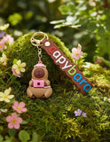 3D PVC Figure Keychain - Capybara - Pink Hat Camera