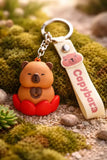 3D PVC Figure Keychain - Capybara - Meditating Lotus