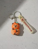 3D PVC Figure Keychain - Capybara - Pumpkin Costume
