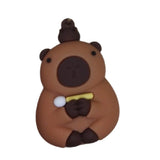 3D PVC Figure Keychain - Capybara - Holding Drumstick With Baby