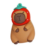 3D PVC Figure Keychain - Capybara - Strawberry Costume
