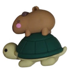 3D PVC Figure Keychain - Capybara - Riding Turtle