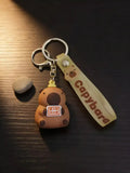 3D PVC Figure Keychain - Capybara - Bear Costume Holding Sign