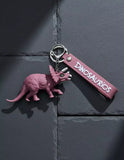 3D PVC Figure Keychain - Dinosaurios Biceratops - Triceratops Magenta Open Mouth