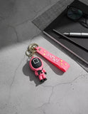 3D PVC Figure Keychain - El Juego Del Calamar - Pink Square Guard Holding Gun