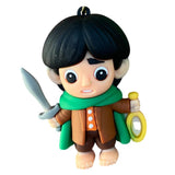 3D PVC Figure Keychain - El Señor De Los Anillos - Frodo Holding Sting And Ring