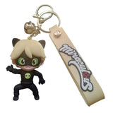 3D PVC Figure Keychain - Lady Bug - Chibi Cat Noir Action Pose
