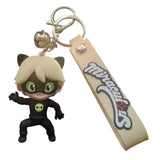3D PVC Figure Keychain - Lady Bug - Chibi Cat Noir Action