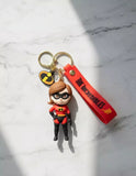 3D PVC Figure Keychain - Los Increibles Helen Parr - Elastigirl Posing Red Suit