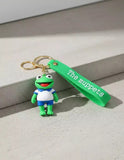 3D PVC Figure Keychain - Los Muppets - Kermit In Blue Uniform