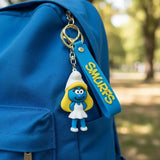 3D PVC Figure Keychain - Los Pitufos Pitufina - Smurfette White Dress