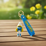3D PVC Figure Keychain - Los Pitufos Pitufina - Smurfette White Dress
