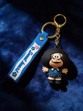 3D PVC Figure Keychain - Mafalda - Manolito Blue Checkered Shirt