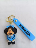 3D PVC Figure Keychain - Mafalda - Blue Polka Dot Dress