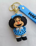 3D PVC Figure Keychain - Mafalda - Blue Polka Dot Dress