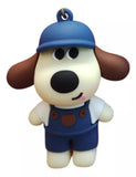 3D PVC Figure Keychain - Pets - Pudding Dog Blue Overalls Hat