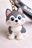 3D PVC Figure Keychain - Pets - Chibi Husky Puppy Sitting