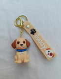 3D PVC Figure Keychain - Pets - Buddy Sitting Blue Collar