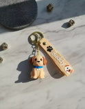 3D PVC Figure Keychain - Pets - Buddy Sitting Blue Collar