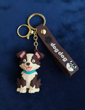 3D PVC Figure Keychain - Pets - Max Sitting Blue Bandana