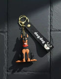 3D PVC Figure Keychain - Pets - Doberman Pinscher Sitting Red Collar