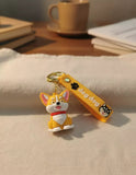 3D PVC Figure Keychain - Pets - Corgi Sitting Red Collar
