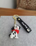 3D PVC Figure Keychain - Pets - Dalmatian Puppy Red Bandana