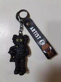 3D PVC Figure Keychain - Personajes De Kaws Companion - Black Companion Holding Yellow Companion