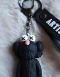 3D PVC Figure Keychain - Personajes De Kaws Companion - Black Flocked Kaws Companion