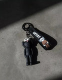 3D PVC Figure Keychain - Personajes De Kaws Companion - Black Flocked Kaws Companion