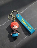 3D PVC Figure Keychain - Personajes De Valiente - Triplet Brother Blue Kilt