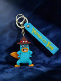 3D PVC Figure Keychain - Phineas And Ferb - Perry Platypus Fedora Open Mouth