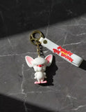 3D PVC Figure Keychain - Pinky Cerebro - Brain Grumpy Standing